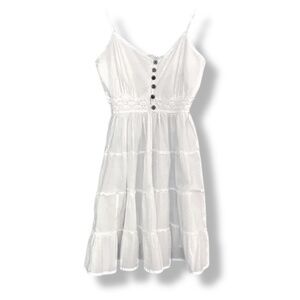 Henna -White Cotton Sundress Size M Summer Beach Vacation Cruise Tropical Island